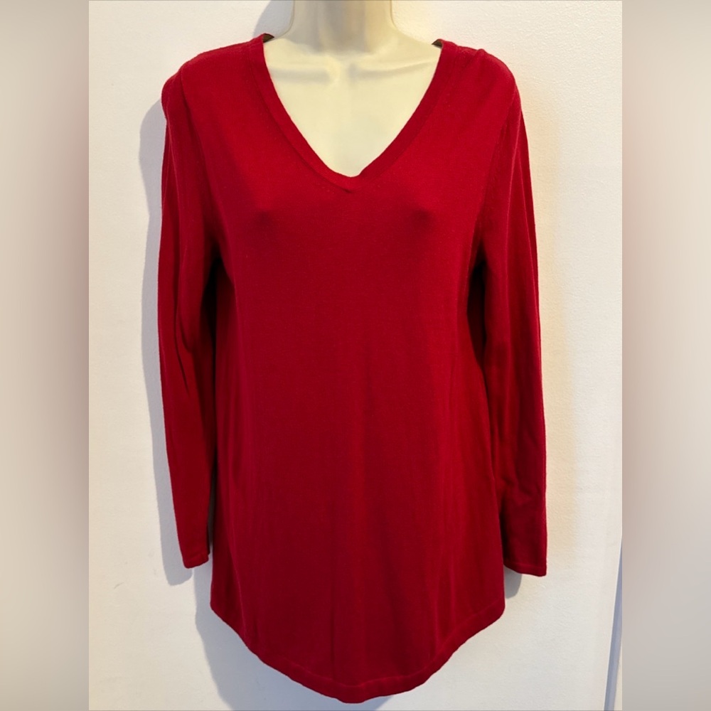 J Jill Red Tunic Sweater Top Lightweight Soft Cotton Blend Sz XS NWOT